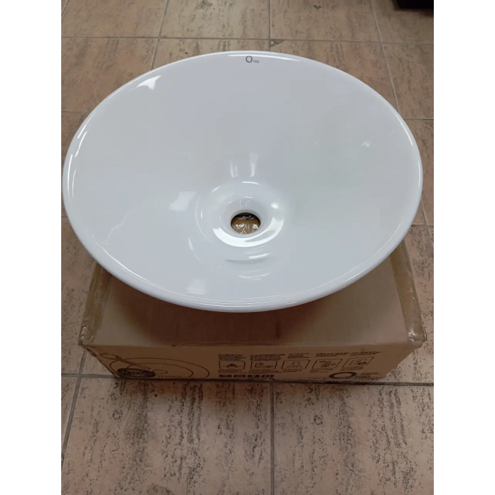 Настільний керамічний умивальник чаша QT Amazon WHI 4037/F008 білого кольору для ванної кімнати